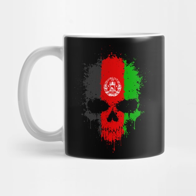 Chaotic Afghan Flag Splatter Skull by jeffbartels